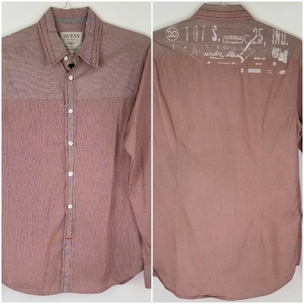 GUESS Red Striped Long-Sleeve w/Back Graphic, M